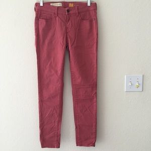 Anthro Pilcro stet sateen ankle skinny jeans pink